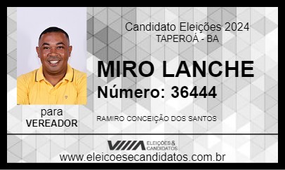 Candidato MIRO LANCHE 2024 - TAPEROÁ - Eleições