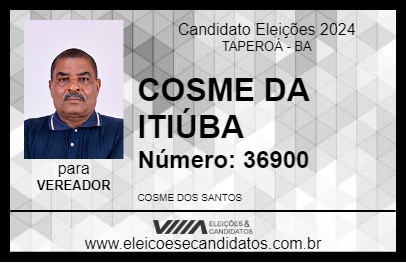 Candidato COSME DA ITIÚBA 2024 - TAPEROÁ - Eleições