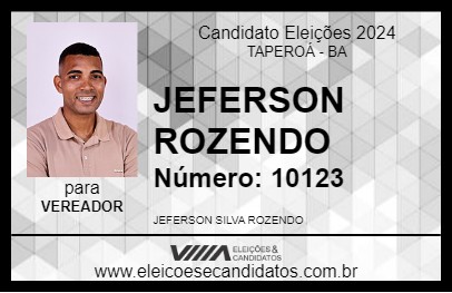 Candidato JEFERSON ROZENDO 2024 - TAPEROÁ - Eleições