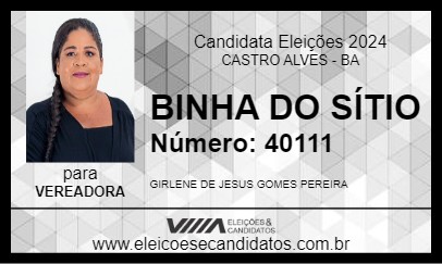 Candidato BINHA DO SÍTIO 2024 - CASTRO ALVES - Eleições