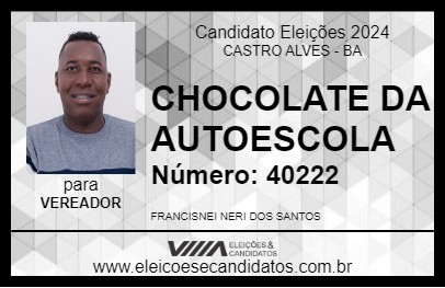 Candidato CHOCOLATE DA AUTOESCOLA 2024 - CASTRO ALVES - Eleições