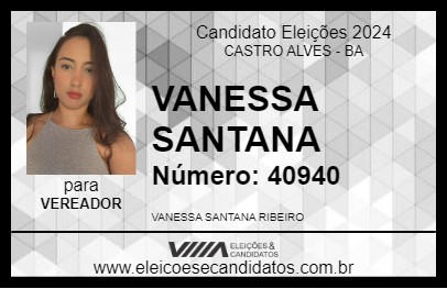 Candidato VANESSA SANTANA 2024 - CASTRO ALVES - Eleições