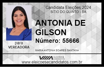 Candidato ANTONIA DE GILSON 2024 - SÍTIO DO QUINTO - Eleições