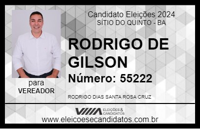 Candidato RODRIGO DE GILSON 2024 - SÍTIO DO QUINTO - Eleições