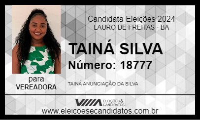 Candidato TAINÁ SILVA 2024 - LAURO DE FREITAS - Eleições