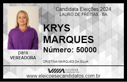 Candidato KRYS MARQUES 2024 - LAURO DE FREITAS - Eleições