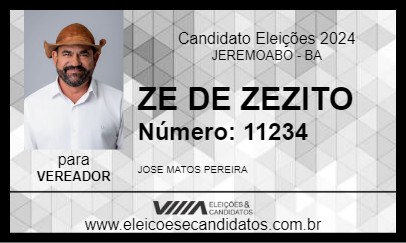 Candidato ZE DE ZEZITO 2024 - JEREMOABO - Eleições