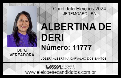 Candidato ALBERTINA DE DERI 2024 - JEREMOABO - Eleições