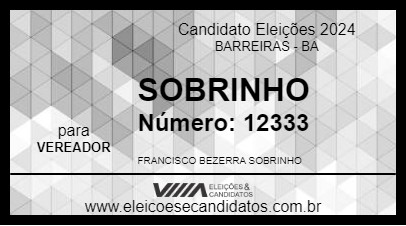 Candidato SOBRINHO 2024 - BARREIRAS - Eleições