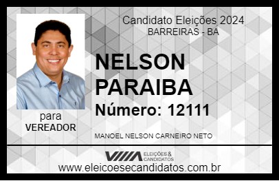 Candidato NELSON PARAIBA 2024 - BARREIRAS - Eleições