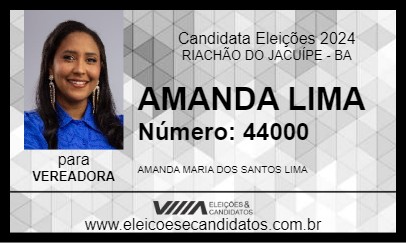 Candidato AMANDA LIMA 2024 - RIACHÃO DO JACUÍPE - Eleições