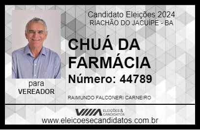 Candidato CHUÁ DA FARMÁCIA 2024 - RIACHÃO DO JACUÍPE - Eleições