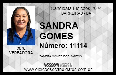 Candidato SANDRA GOMES 2024 - BARREIRAS - Eleições