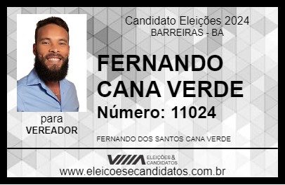 Candidato FERNANDO CANA VERDE 2024 - BARREIRAS - Eleições