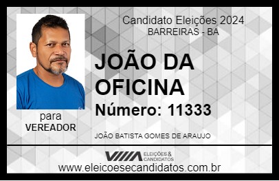 Candidato JOÃO DA OFICINA 2024 - BARREIRAS - Eleições