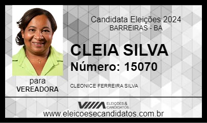 Candidato CLEIA SILVA 2024 - BARREIRAS - Eleições