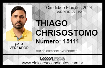 Candidato THIAGO CHRISOSTOMO 2024 - BARREIRAS - Eleições