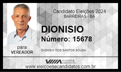 Candidato DIONISIO 2024 - BARREIRAS - Eleições