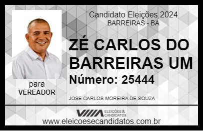 Candidato ZÉ CARLOS DO BARREIRAS UM 2024 - BARREIRAS - Eleições