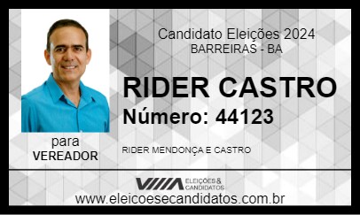 Candidato RIDER CASTRO 2024 - BARREIRAS - Eleições