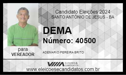 Candidato DEMA 2024 - SANTO ANTÔNIO DE JESUS - Eleições