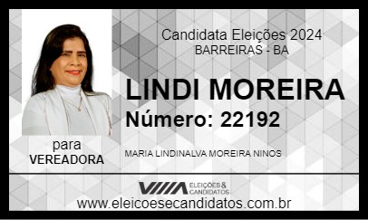 Candidato LINDI MOREIRA 2024 - BARREIRAS - Eleições