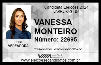 Candidato VANESSA MONTEIRO 2024 - BARREIRAS - Eleições