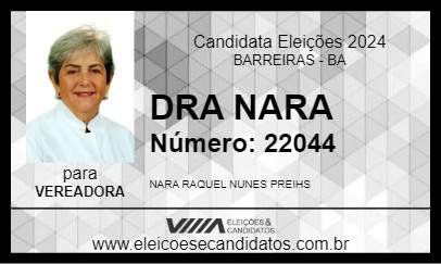 Candidato DRA NARA 2024 - BARREIRAS - Eleições