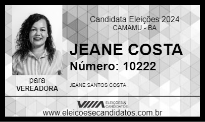 Candidato JEANE COSTA 2024 - CAMAMU - Eleições