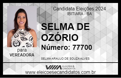 Candidato SELMA DE OZÓRIO 2024 - IBITIARA - Eleições