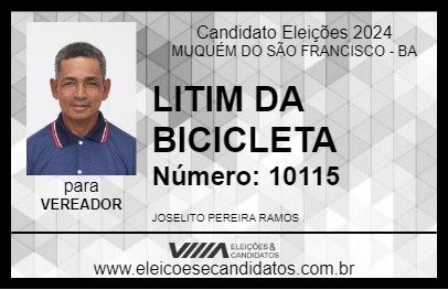 Candidato LITIM DA BICICLETA 2024 - MUQUÉM DO SÃO FRANCISCO - Eleições