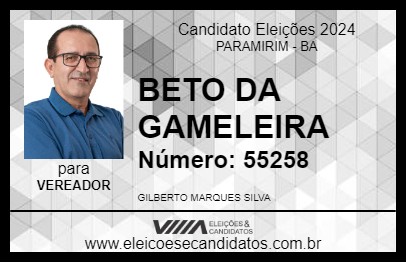 Candidato BETO DA GAMELEIRA 2024 - PARAMIRIM - Eleições