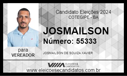 Candidato JOSMAILSON 2024 - COTEGIPE - Eleições