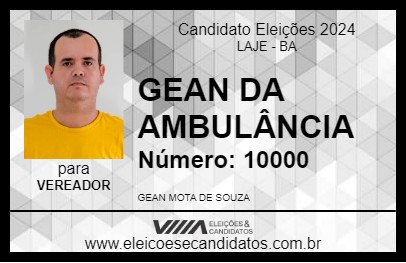 Candidato GEAN DA AMBULÂNCIA 2024 - LAJE - Eleições