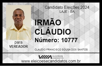 Candidato IRMÃO CLÁUDIO 2024 - LAJE - Eleições