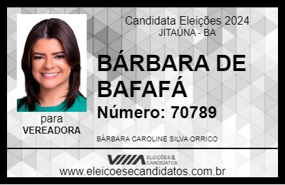 Candidato BÁRBARA DE BAFAFÁ 2024 - JITAÚNA - Eleições