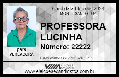 Candidato PROFESSORA LUCINHA 2024 - MONTE SANTO - Eleições