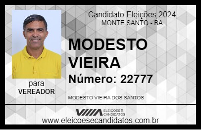 Candidato MODESTO VIEIRA 2024 - MONTE SANTO - Eleições