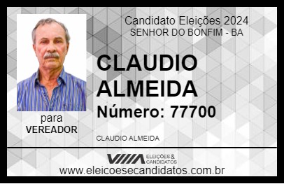 Candidato CLAUDIO ALMEIDA 2024 - SENHOR DO BONFIM - Eleições