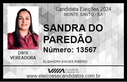 Candidato SANDRA DO PAREDÃO 2024 - MONTE SANTO - Eleições