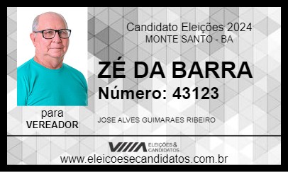 Candidato ZÉ DA BARRA 2024 - MONTE SANTO - Eleições