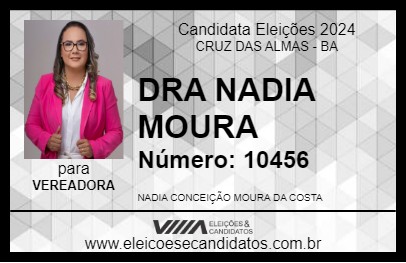 Candidato DRA NADIA MOURA 2024 - CRUZ DAS ALMAS - Eleições