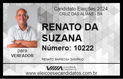 Candidato RENATO DA SUZANA 2024 - CRUZ DAS ALMAS - Eleições