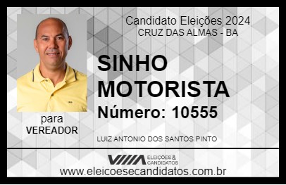 Candidato SINHO MOTORISTA 2024 - CRUZ DAS ALMAS - Eleições