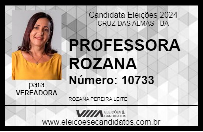 Candidato PROFESSORA ROZANA 2024 - CRUZ DAS ALMAS - Eleições