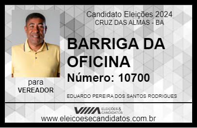 Candidato BARRIGA DA OFICINA 2024 - CRUZ DAS ALMAS - Eleições