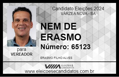 Candidato NEM DE ERASMO 2024 - VÁRZEA NOVA - Eleições