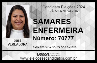 Candidato SAMARES ENFERMEIRA 2024 - VÁRZEA NOVA - Eleições