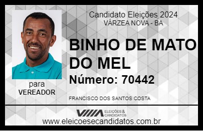 Candidato BINHO DE MATO DO MEL 2024 - VÁRZEA NOVA - Eleições