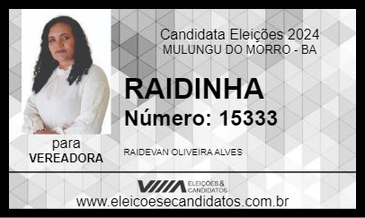 Candidato RAIDINHA 2024 - MULUNGU DO MORRO - Eleições